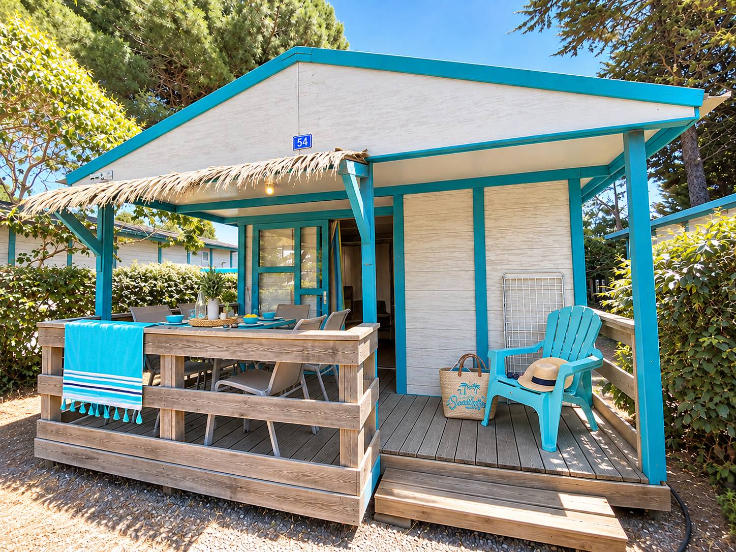 Chalet 2 chambres avec terrasse couverte au camping Les Sablettes, Grau d'Agde