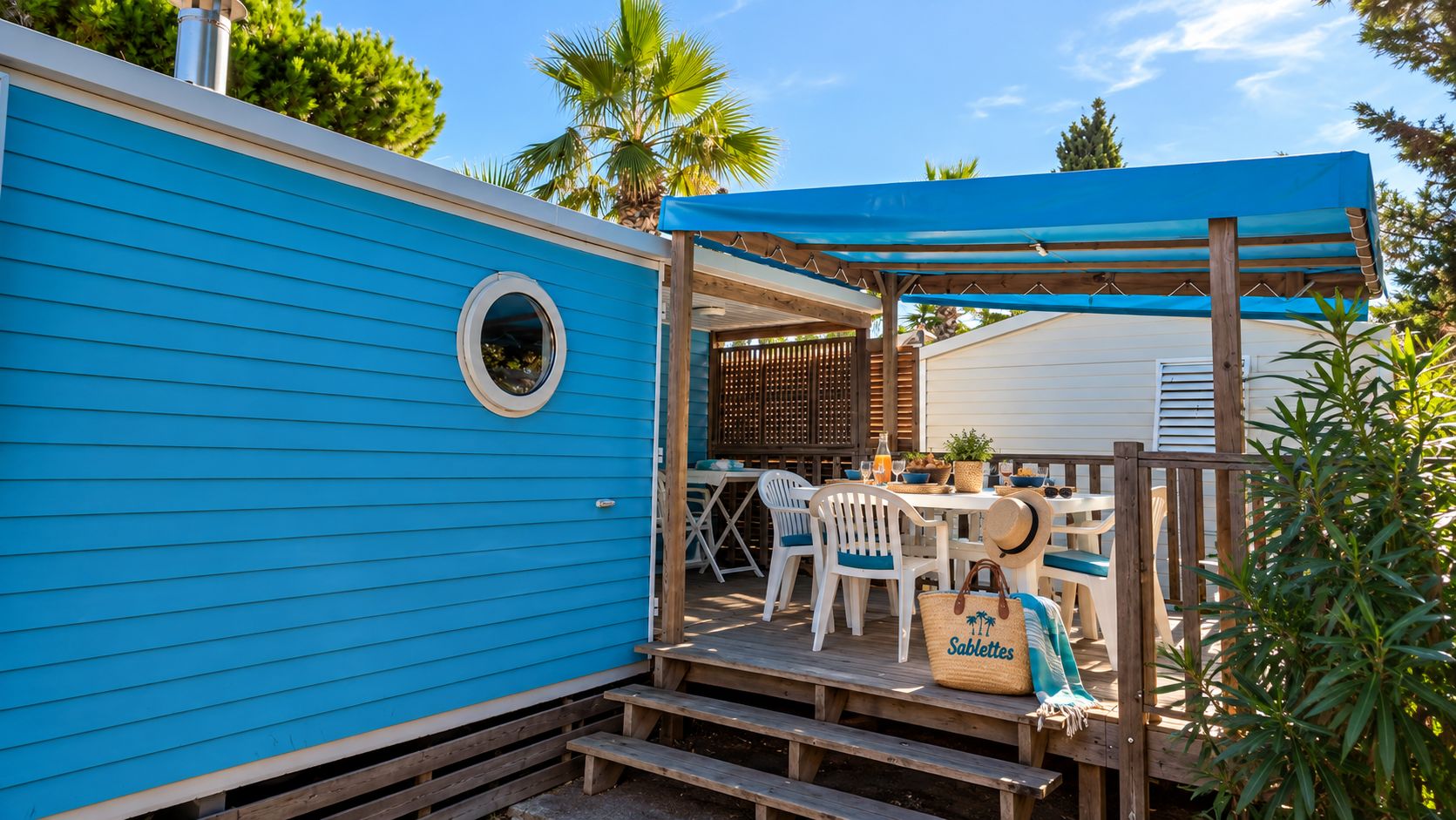 Mobil-home confort 4/6 personnes avec terrasse en bois au camping Les Sablettes, Grau d'Agde